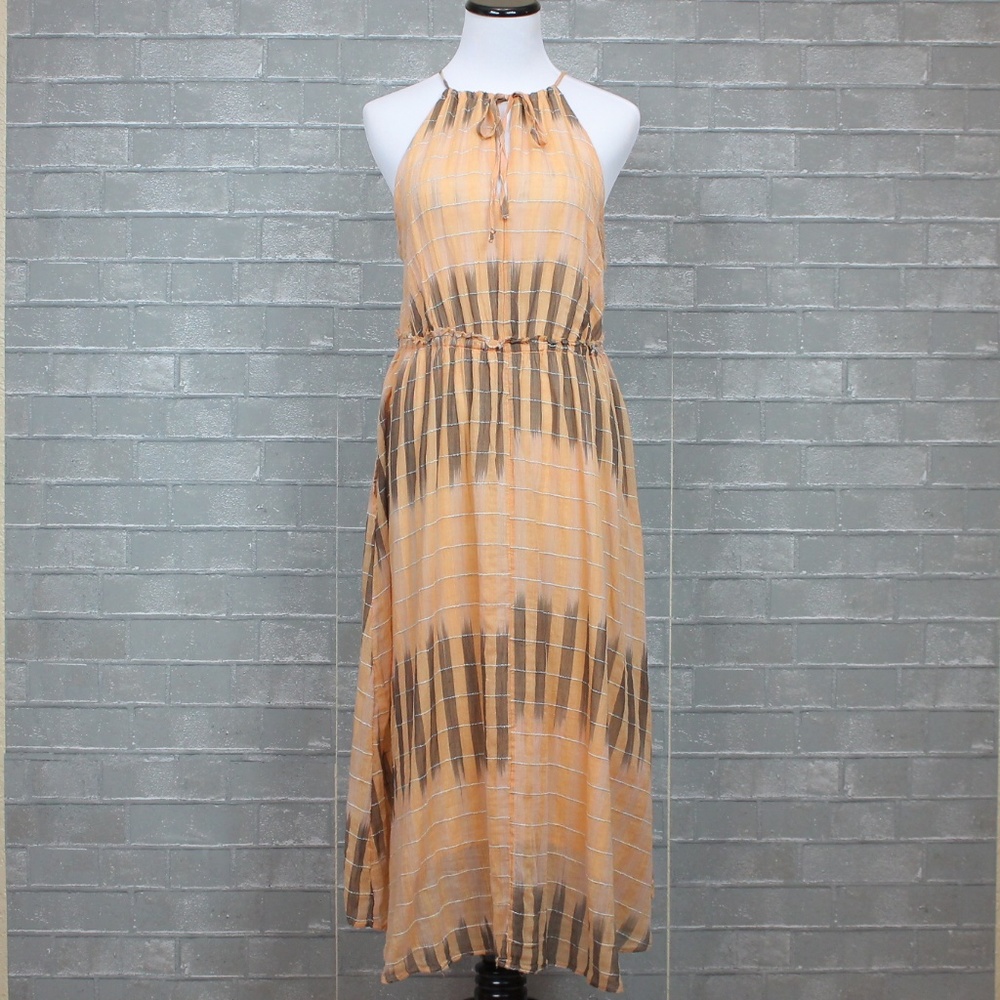 Anthropologie Akemi + Kin Ikat Peach Halter Midi Dress M